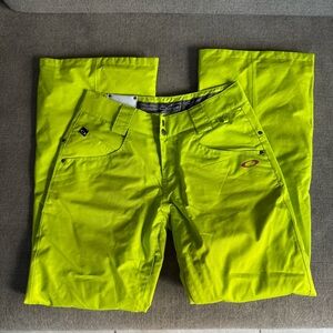 Oakley Womens Bright Yellow Green Ski Pants - size XS